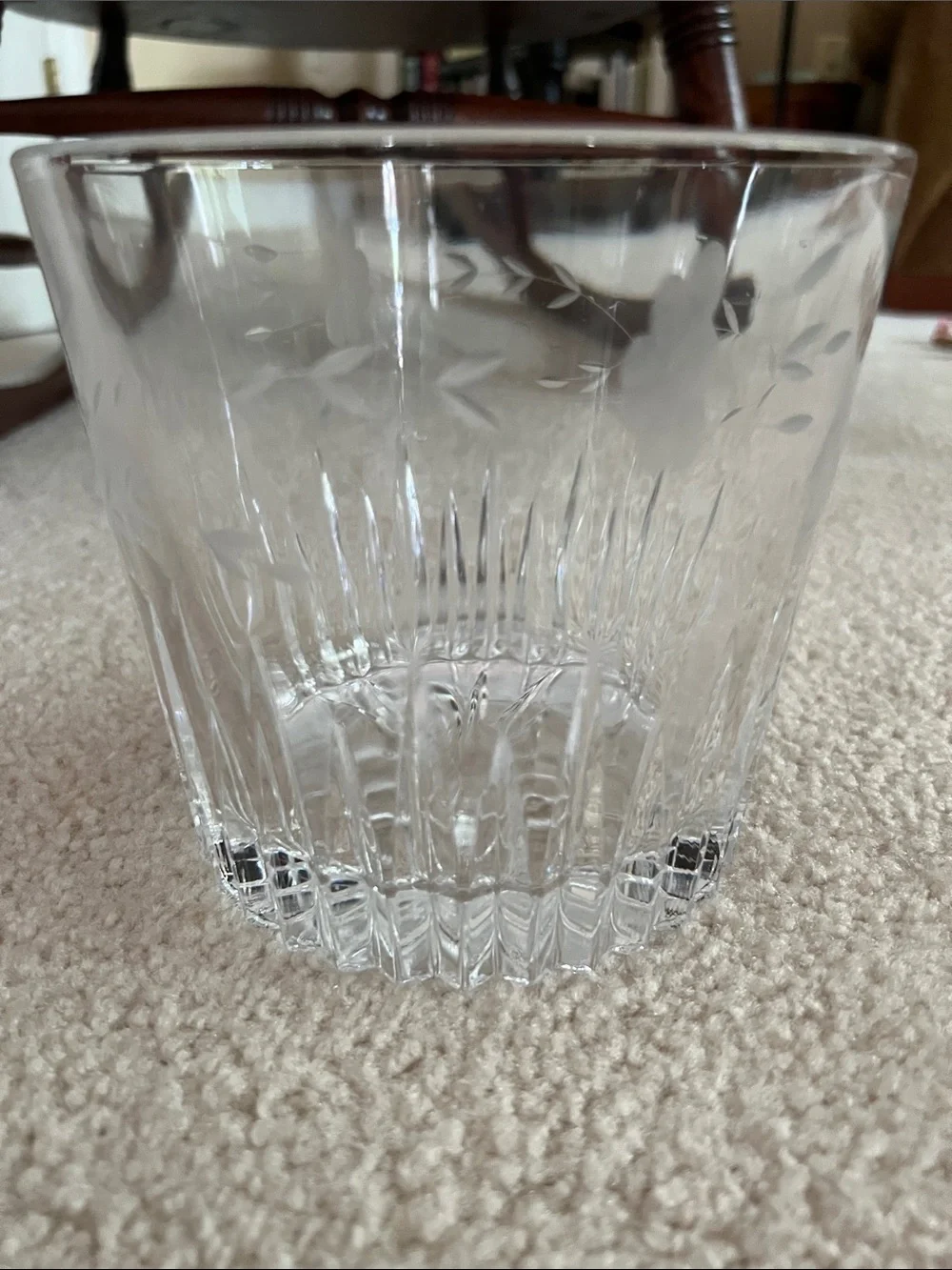 Weighted Glass Ice Bucket with Etching